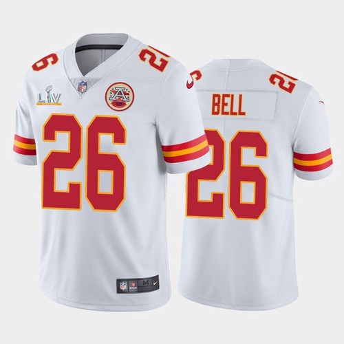 Men's Kansas City Chiefs #26 Le'Veon Bell White 2021 Super Bowl LV Limited Stitched NFL Jersey